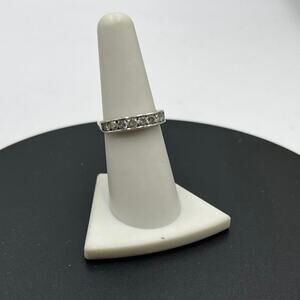 IBB Sterling Silver Designer CZ Band Half Eternity‎ Ring Sz 7.25